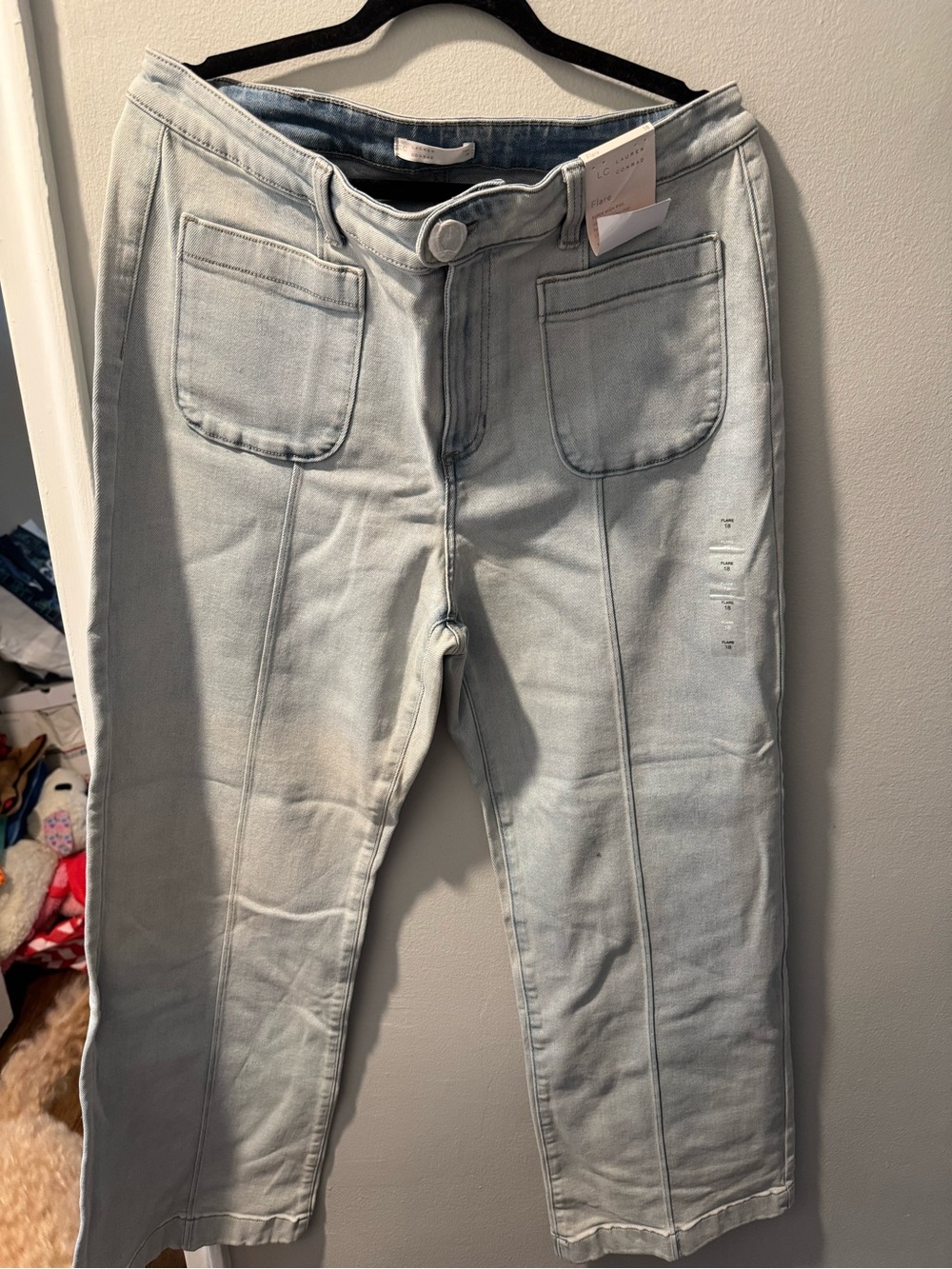 Lauren Conrad Light Wash Flare Leg Jeans with Front Patch Pockets